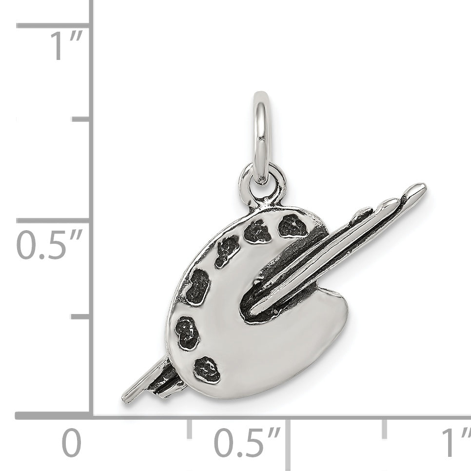 Sterling Silver Artist Palette Charm with Antiqued Finish Vintage Style
