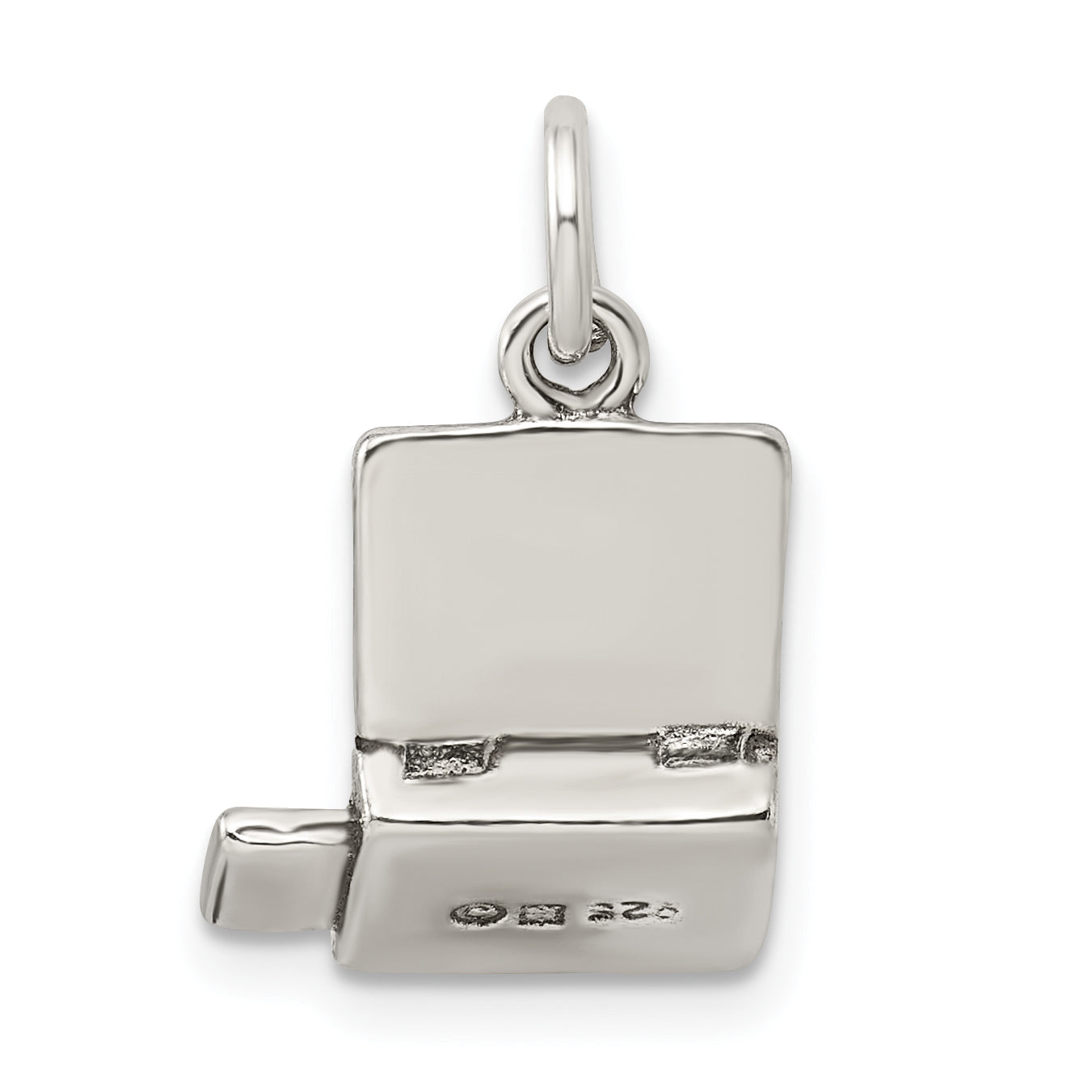 Sterling Silver 925 Antique Laptop Charm Vintage Flat Back Design