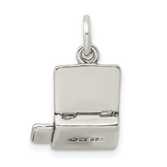 Sterling Silver 925 Antique Laptop Charm Vintage Flat Back Design