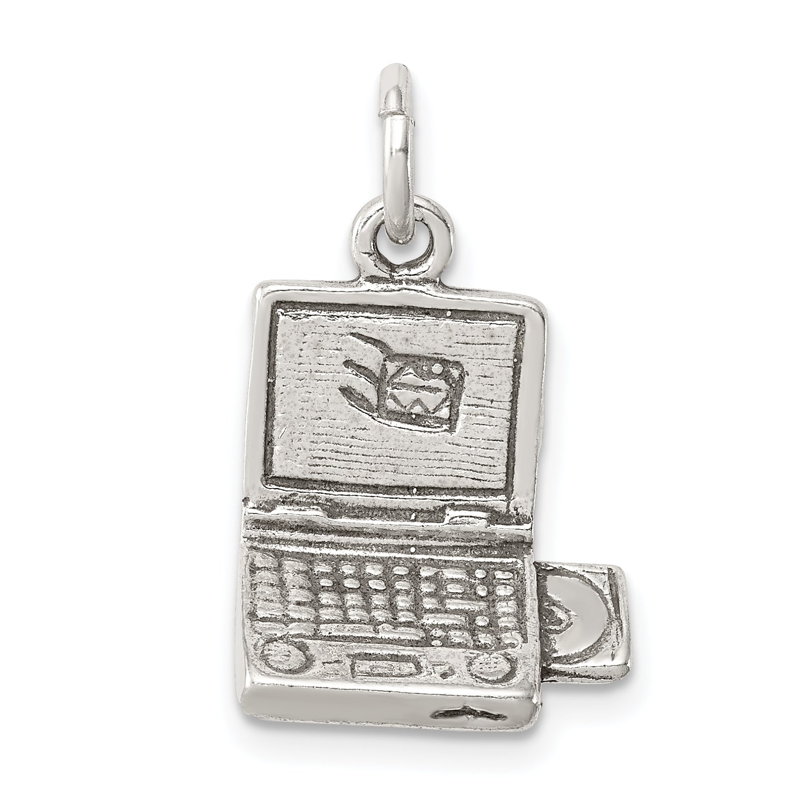 Sterling Silver Antiqued Laptop Charm Main image
