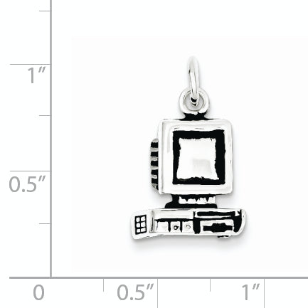 Sterling Silver Antiqued Computer Charm