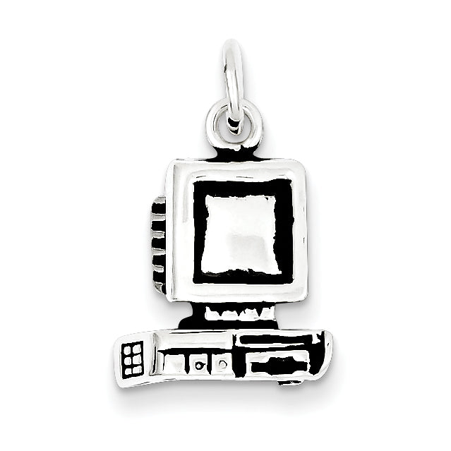 Sterling Silver Antiqued Computer Charm