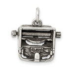 Antiqued 925 Sterling Silver 3D Typewriter Charm  Vintage Style