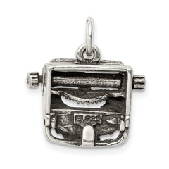 Antiqued 925 Sterling Silver 3D Typewriter Charm  Vintage Style