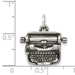 Antiqued 925 Sterling Silver 3D Typewriter Charm  Vintage Style
