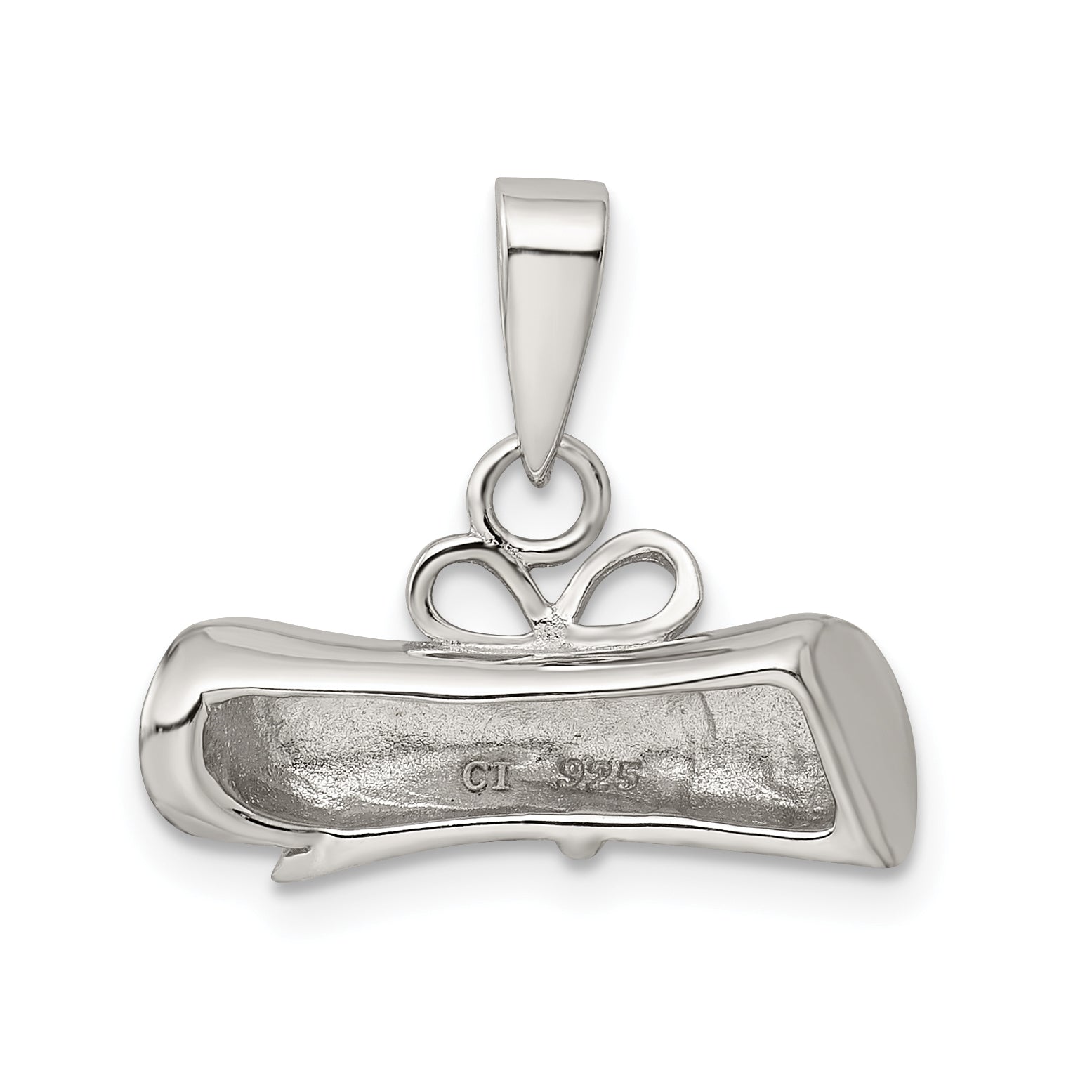 Sterling Silver 925 Diploma Charm with Rhodium Plating Elegant Gift
