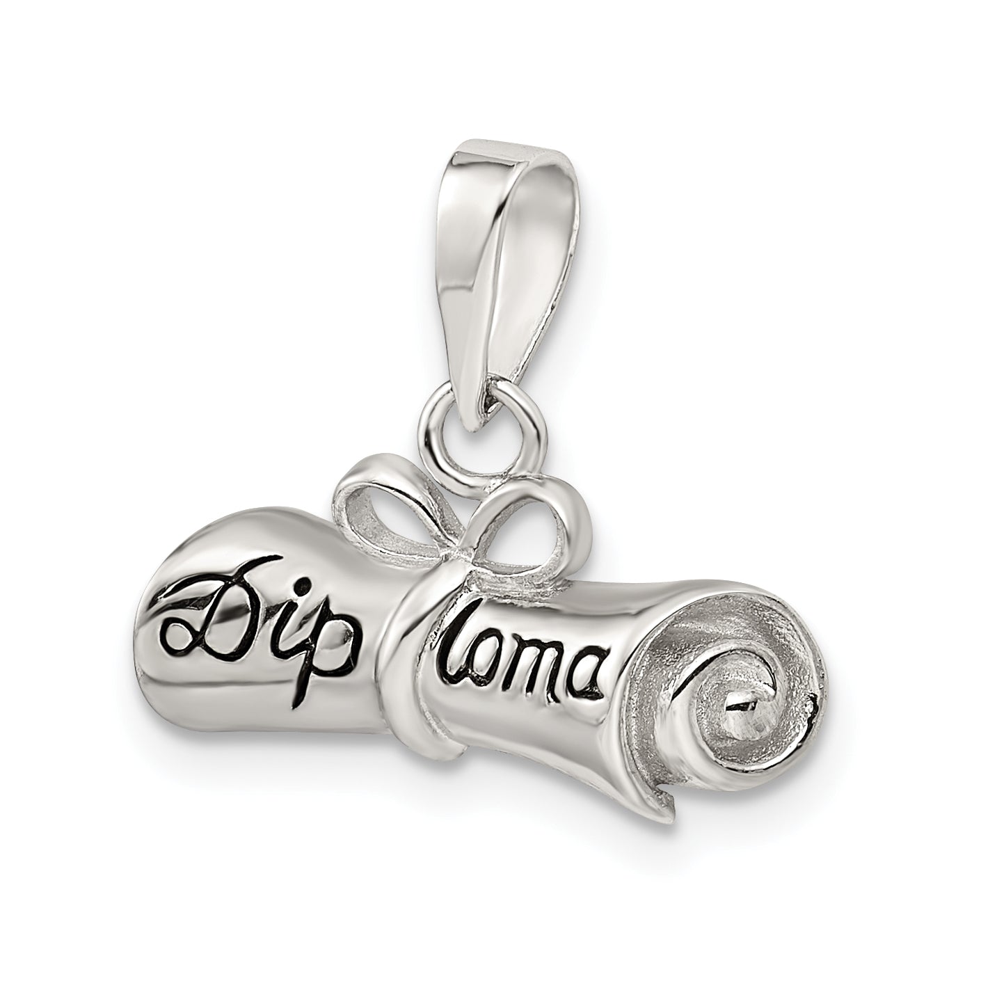 Sterling Silver 925 Diploma Charm with Rhodium Plating Elegant Gift
