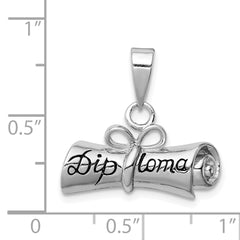 Sterling Silver 925 Diploma Charm with Rhodium Plating Elegant Gift