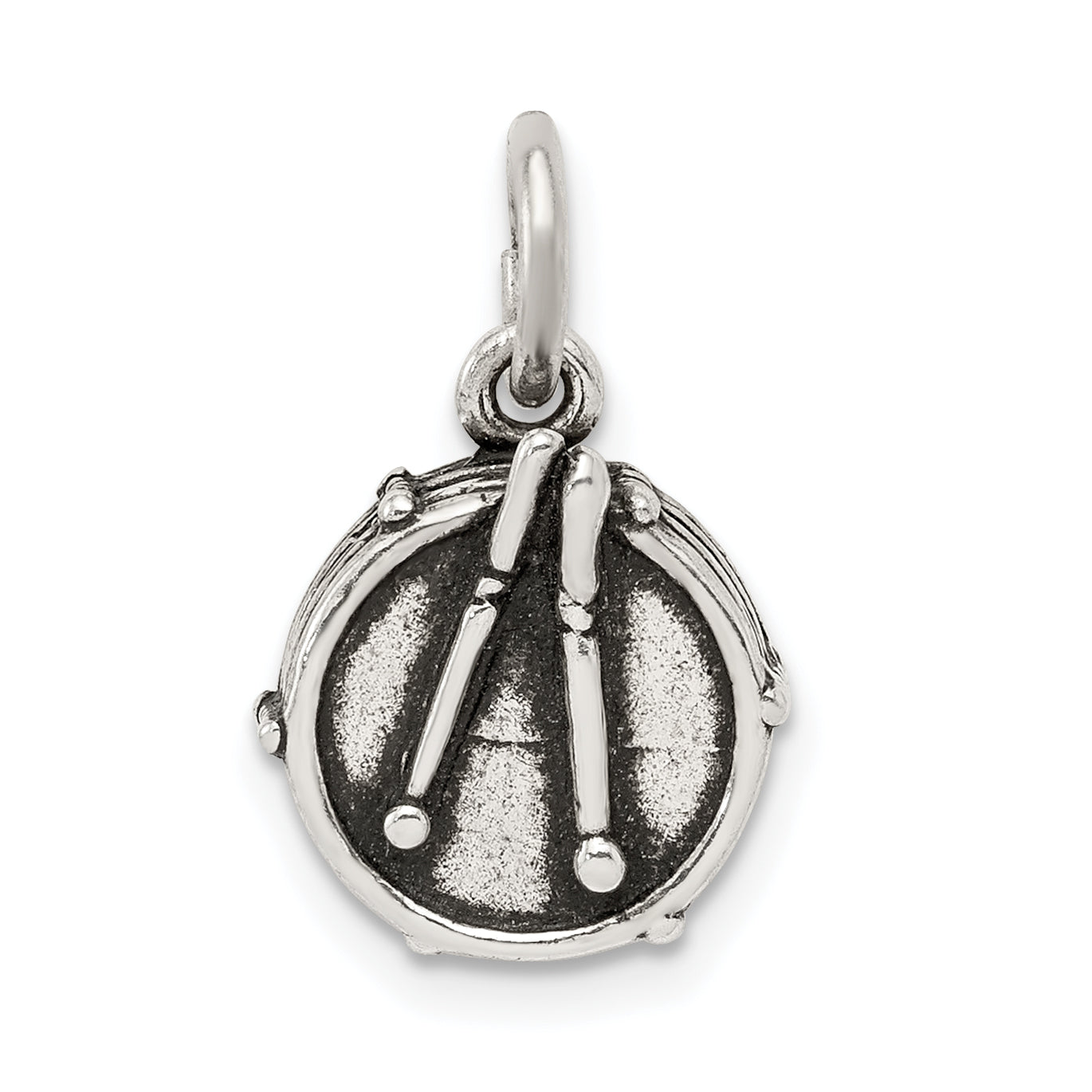 Sophia Jewelers Antiqued 925 Sterling Silver Men's 3D Drum Charm