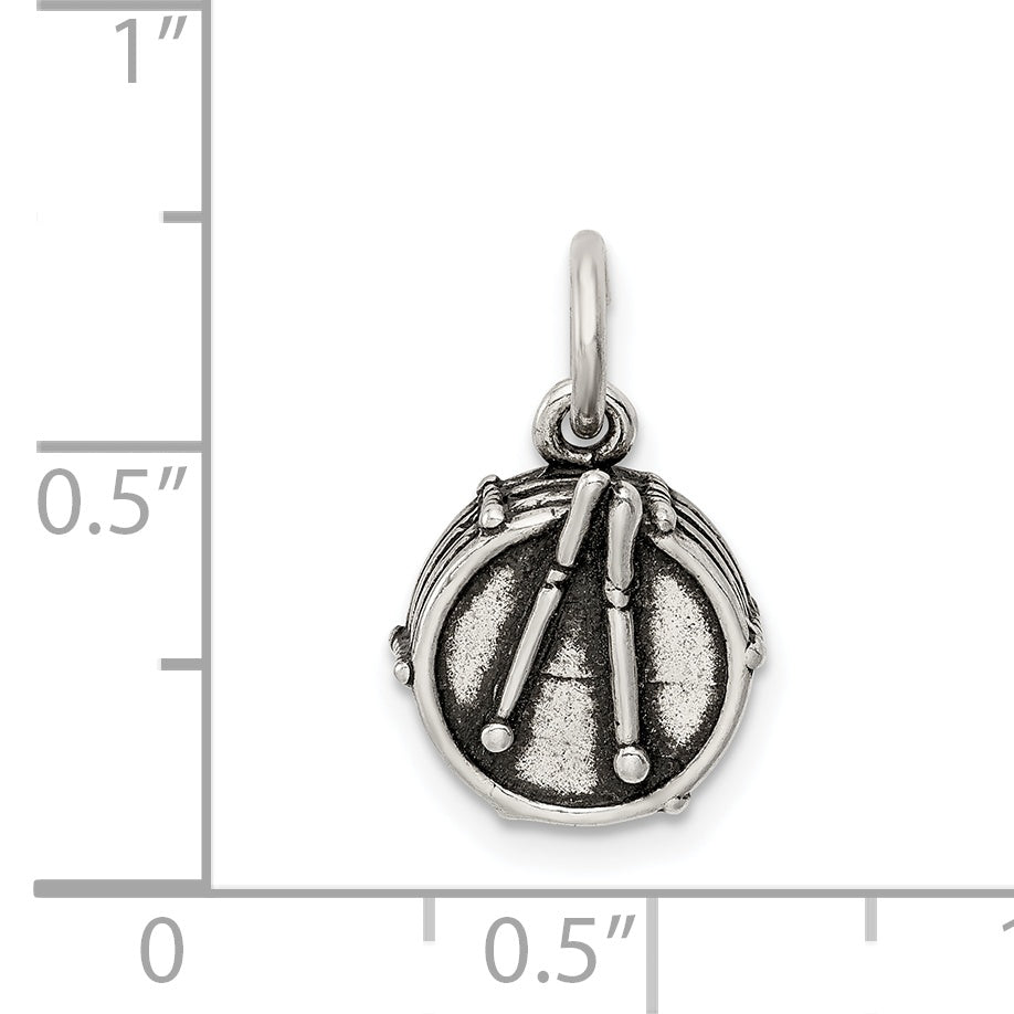Sophia Jewelers Antiqued 925 Sterling Silver Men's 3D Drum Charm
