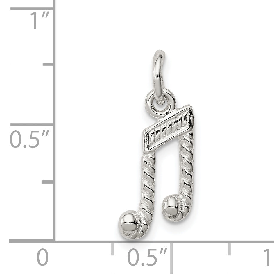 Sterling Silver 925 Music Notes Charm with Polished Anti-Tarnish Finish