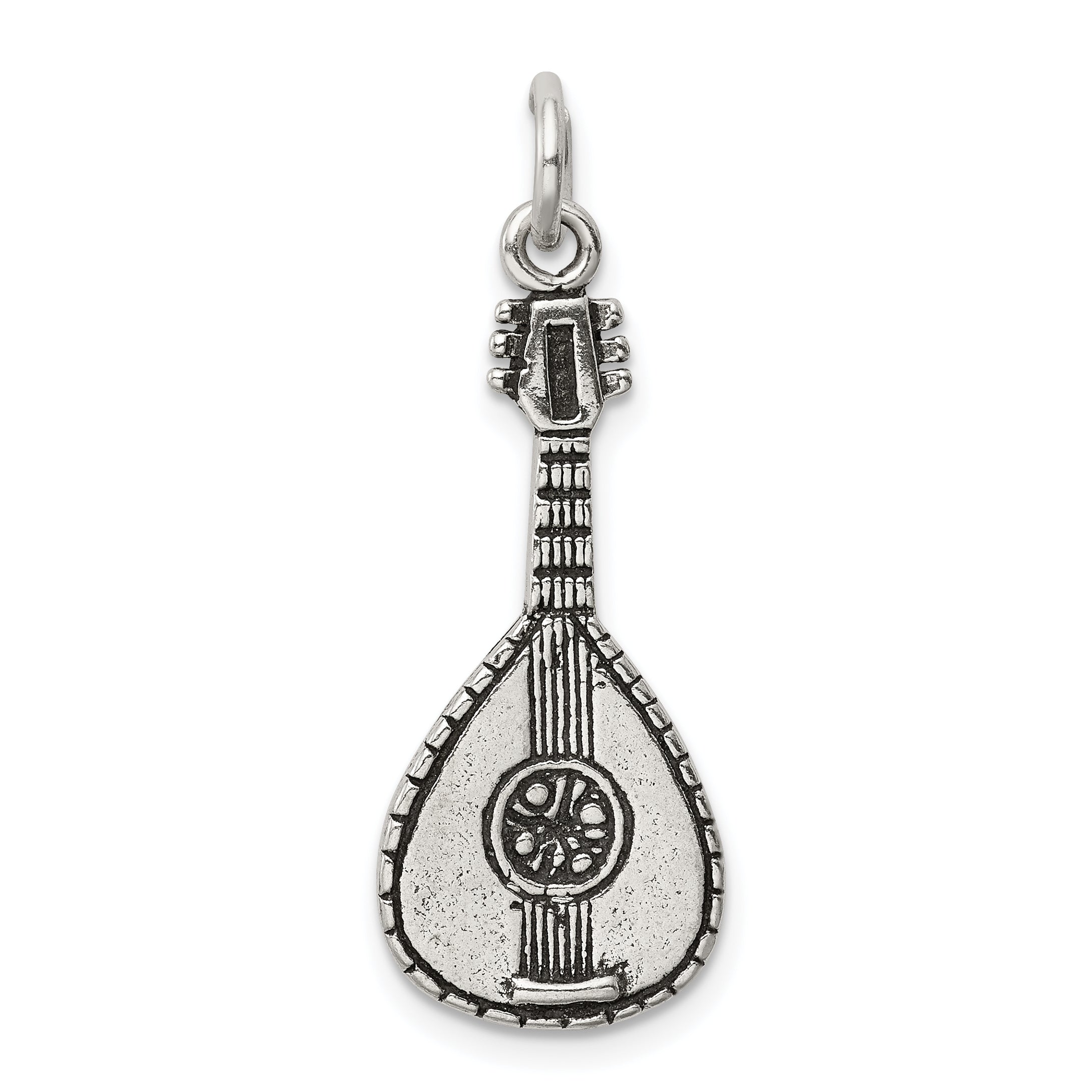 Sterling Silver Antiqued Mandolin Charm Main image