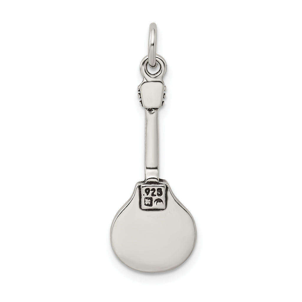 Sophia Jewelers Sterling Silver 925 Antiqued Mandolin Charm Vintage-Inspired Pendant