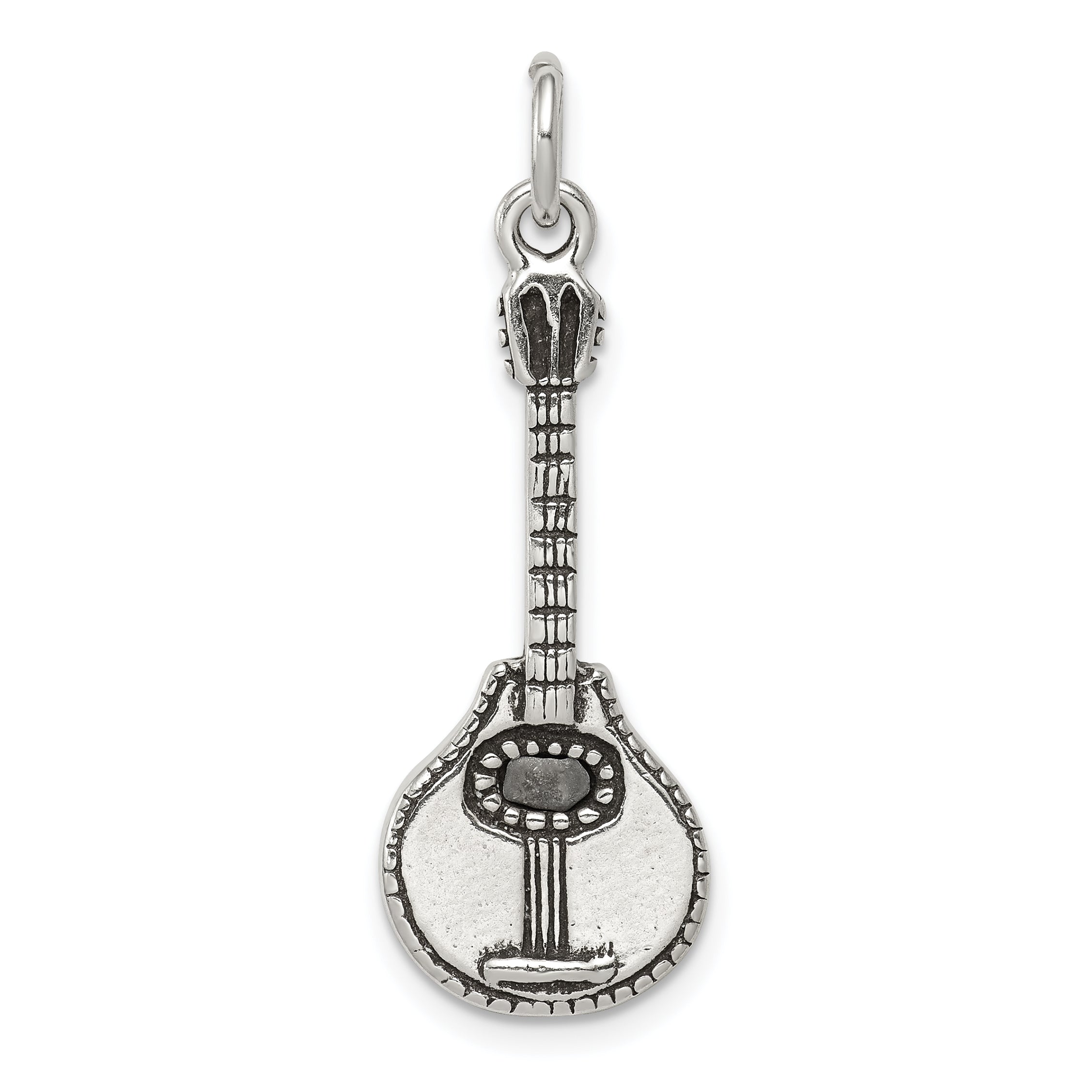 Sterling Silver Antiqued Mandolin Charm Main image