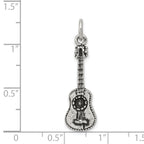 Sophia Jewelers 925 Sterling Silver Antiqued Guitar Charm Pendant