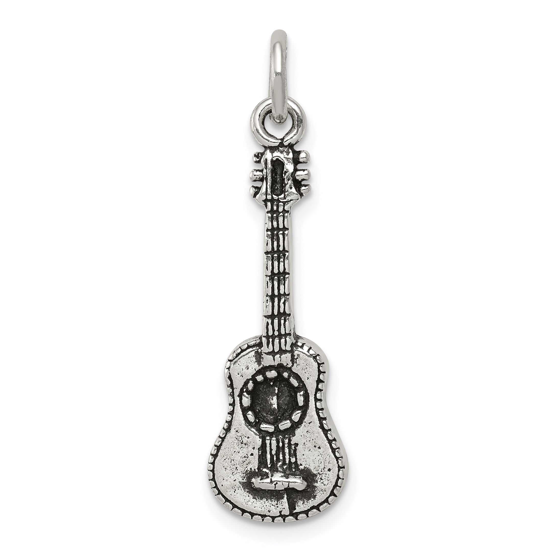 Sterling Silver Antiqued Acoustic Guitar Charm Main image