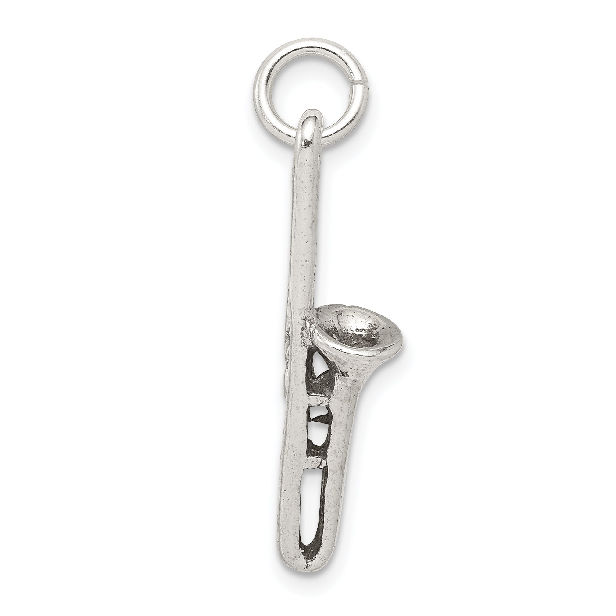 Sophia Jewelers Sterling Silver Trombone Charm with Antiqued 3D Design Secondary image