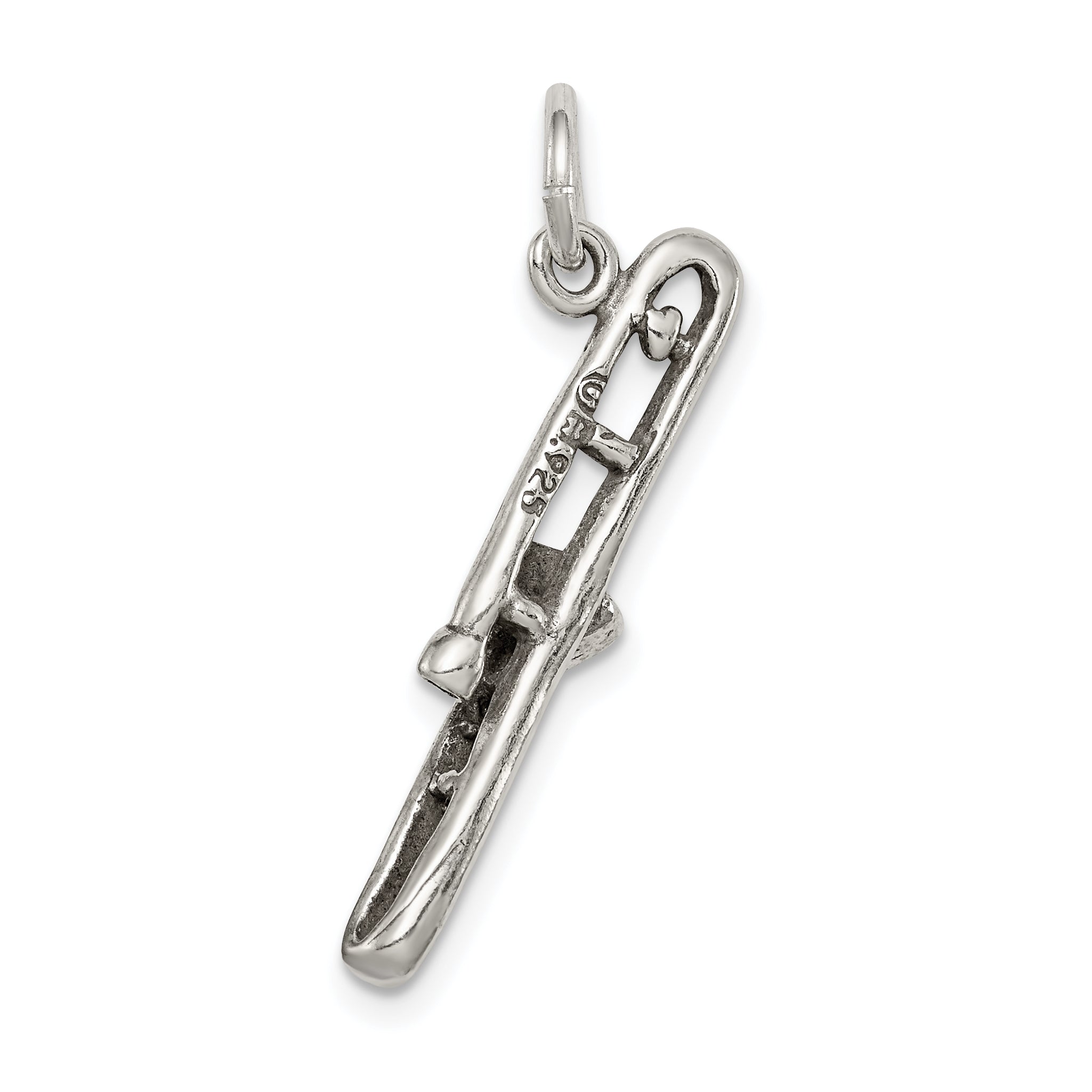 Sterling Silver Antiqued Trombone Charm
