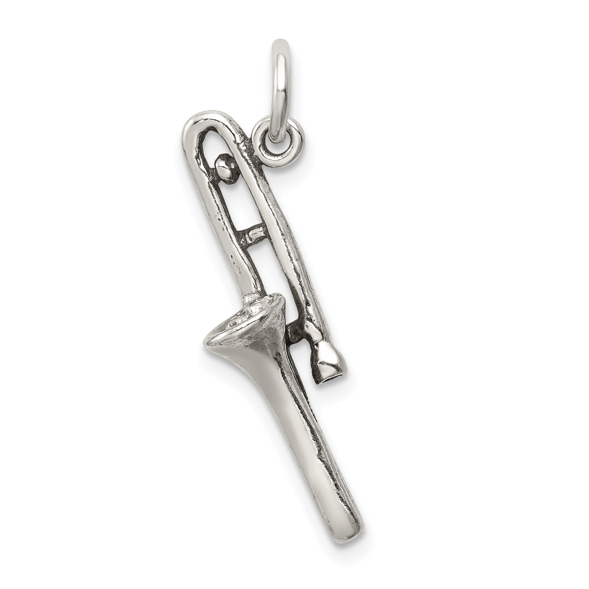 Sterling Silver Antiqued Trombone Charm Main image