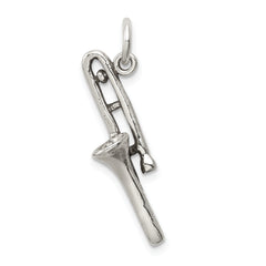 Sterling Silver Antiqued Trombone Charm