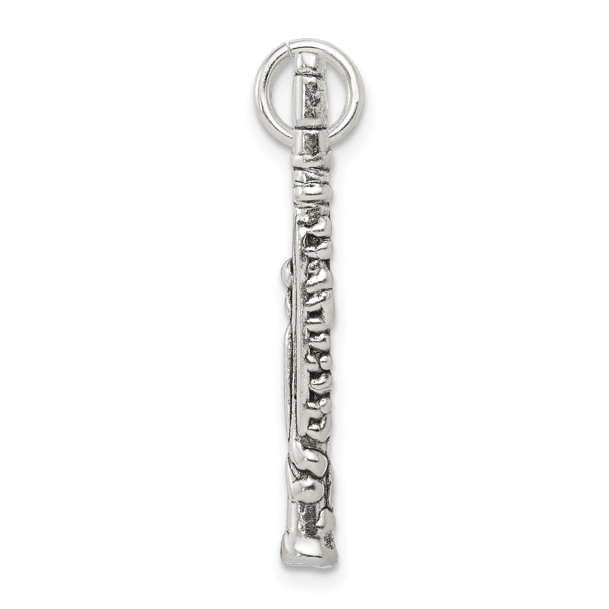 Sterling Silver 925 Clarinet Charm with Antiqued 3D Design Secondary image