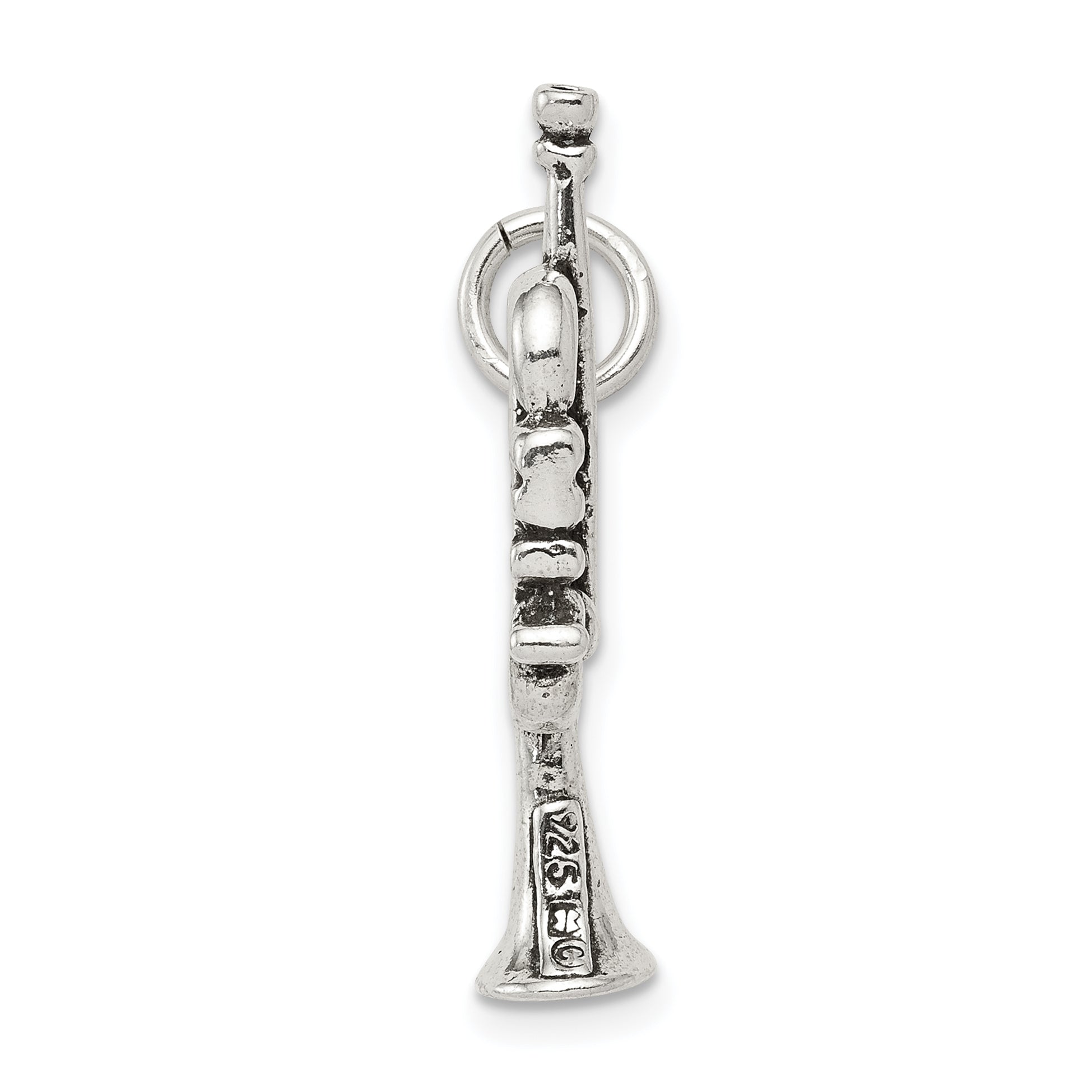 Sterling Silver Antiqued Trumpet Charm Secondary image
