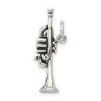 Sterling Silver Antiqued Trumpet Charm