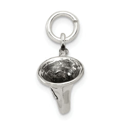 Sterling Silver 925 Men's Antiqued French Horn Charm 3D Design