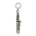 Sterling Silver 925 Men's Saxophone Charm with Antiqued 3D Design