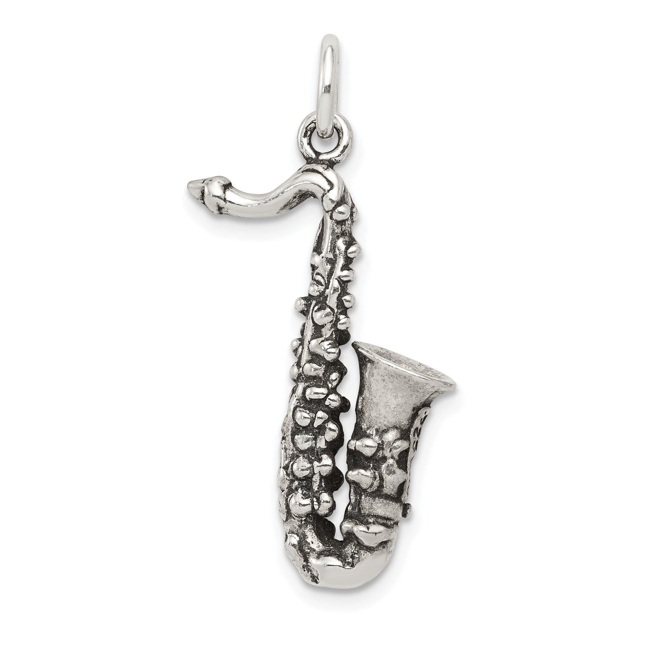 Sterling Silver Antiqued Saxophone Charm Main image