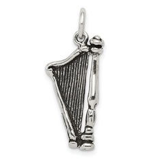 Sterling Silver Antiqued Harp Charm