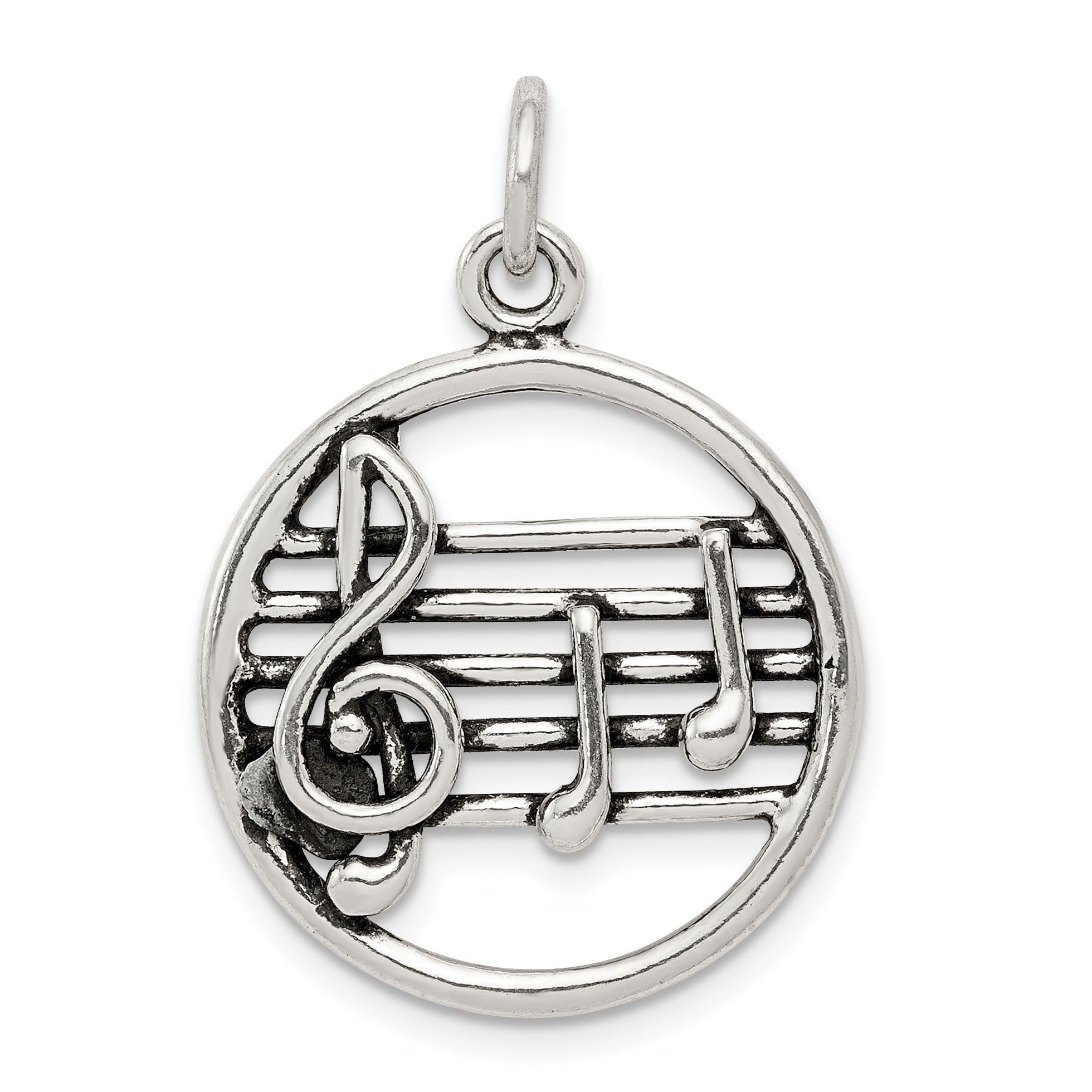 Sterling Silver Antiqued Music Staff Charm Main image