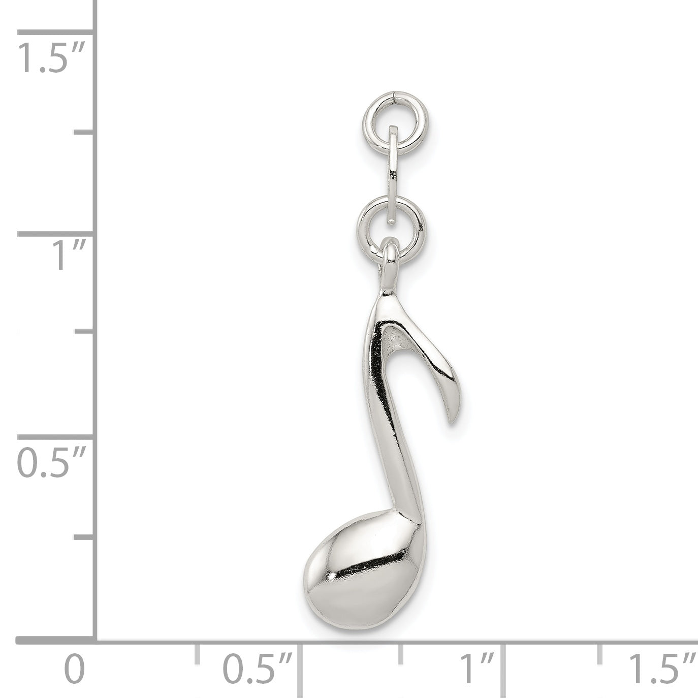 Sterling Silver 925 Music Note Charm with Polished Anti-Tarnish Finish