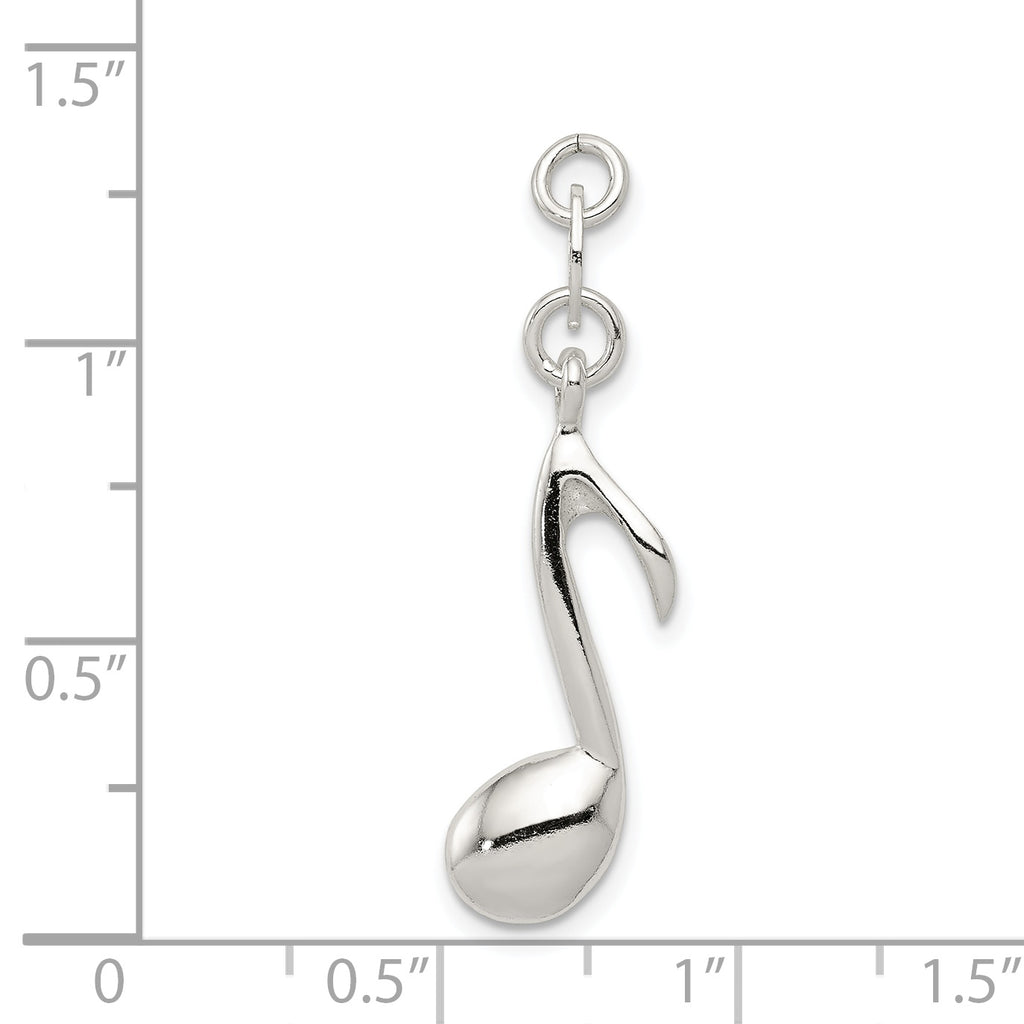 Sterling Silver 925 Music Note Charm with Polished Anti-Tarnish Finish