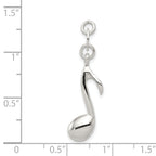 Sterling Silver 925 Music Note Charm with Polished Anti-Tarnish Finish