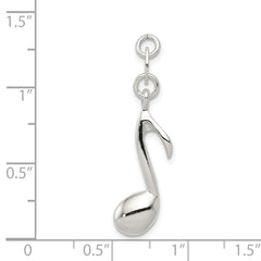 Sterling Silver 925 Music Note Charm with Polished Anti-Tarnish Finish