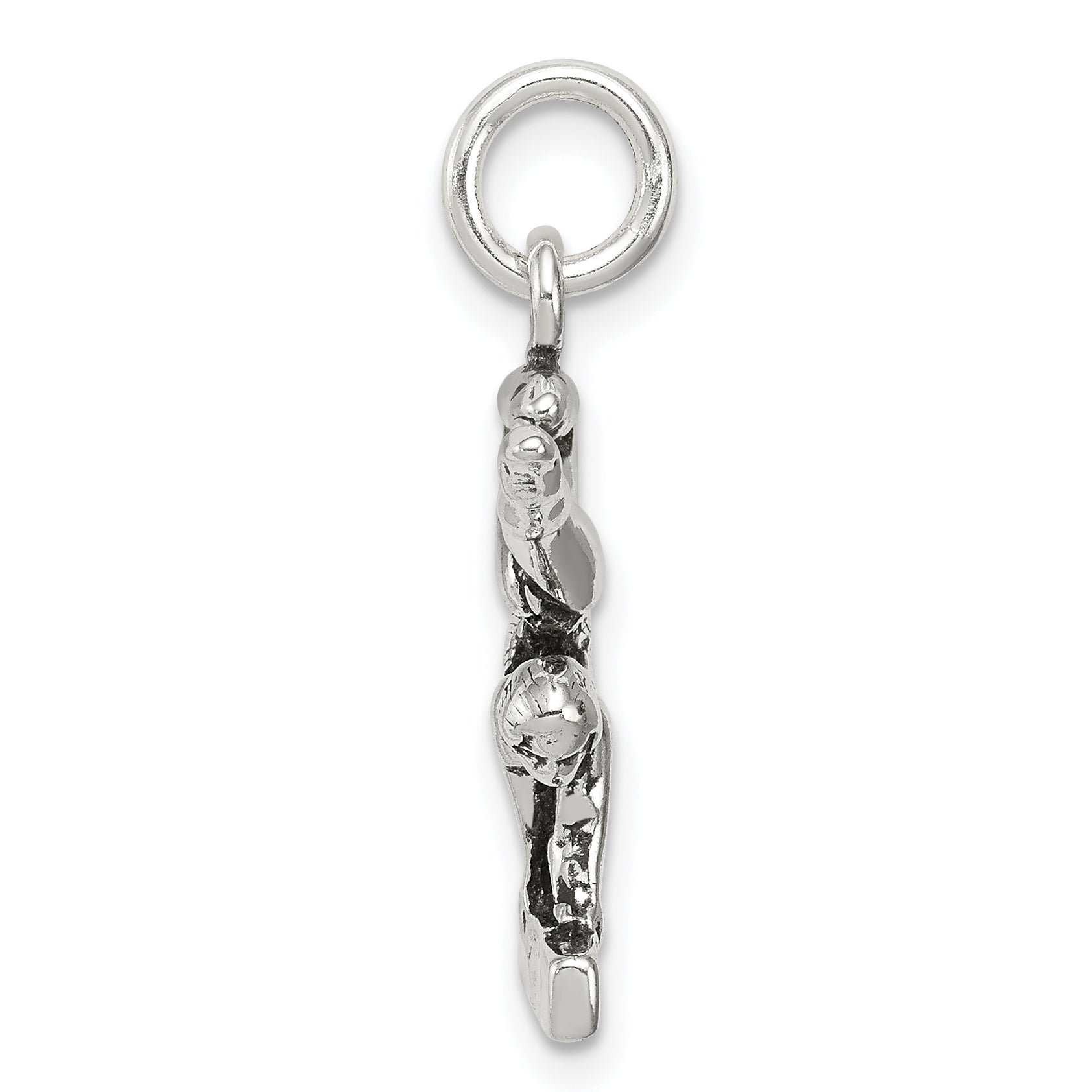 Sterling Silver 925 Antiqued 3D Gymnastics Charm Pendant Secondary image
