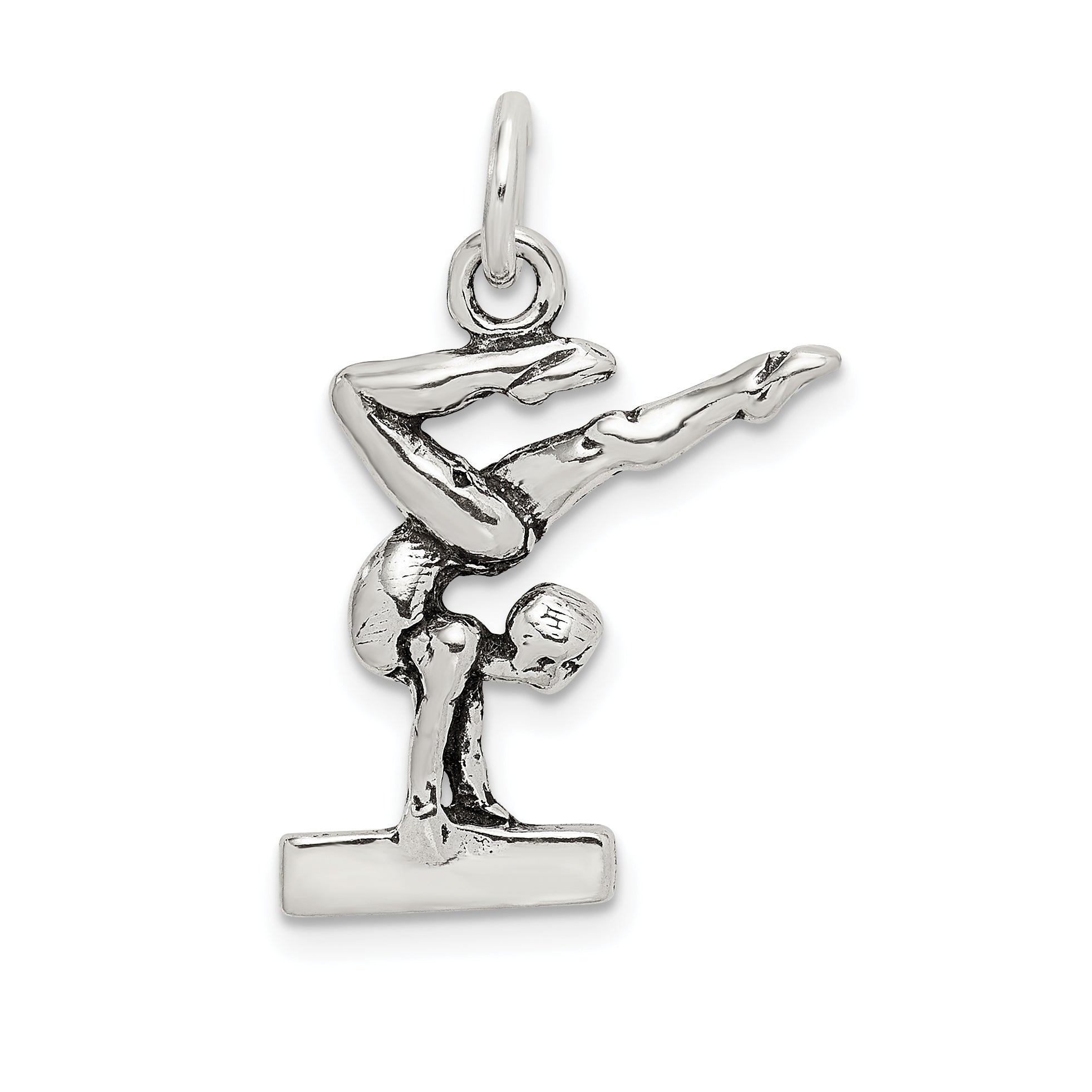 Sterling Silver Antiqued Gymnasts Charm Main image