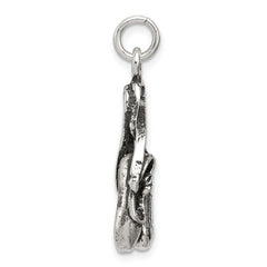 Sterling Silver Antiqued Ballet Shoes Charm