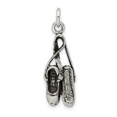 Sterling Silver Antiqued Ballet Shoes Charm