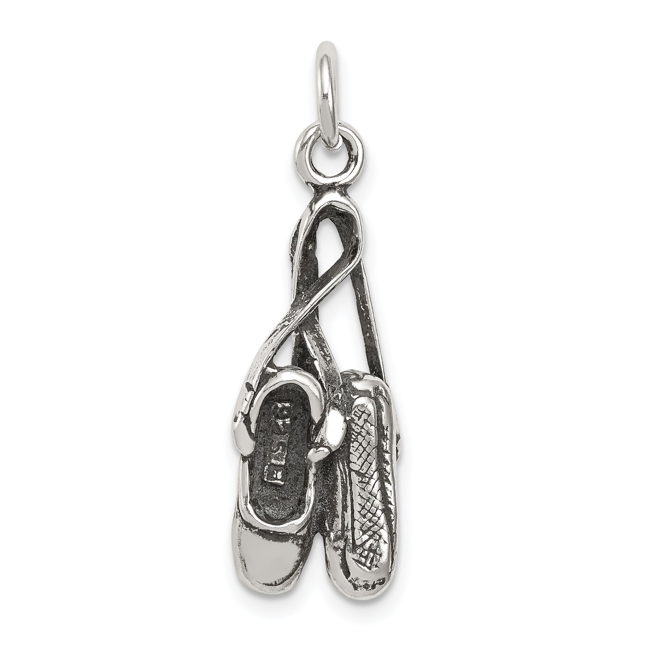 Sterling Silver Antiqued Ballet Shoes Charm Main image