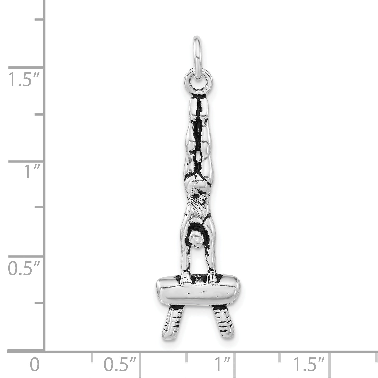 Sterling Silver 925 Gymnasts Charm with Polished Antiqued Finish for Women