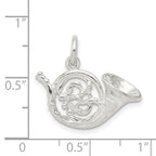 925 Sterling Silver French Horn Charm with Polished 3D Design