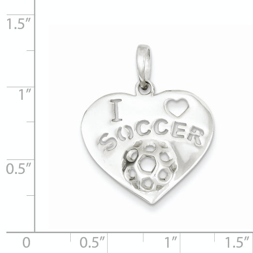 Sterling Silver 925 Soccer Heart Pendant with Polished Finish