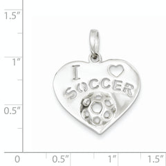 Sterling Silver 925 Soccer Heart Pendant with Polished Finish