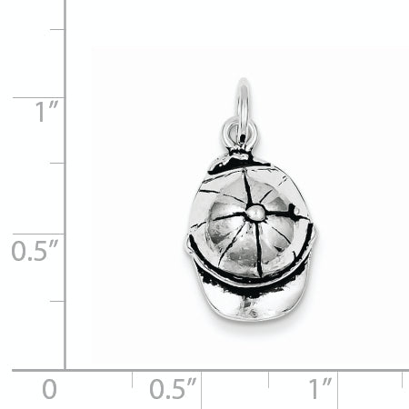 Sterling Silver 925 Ball Cap Charm with Antique Solid Finish