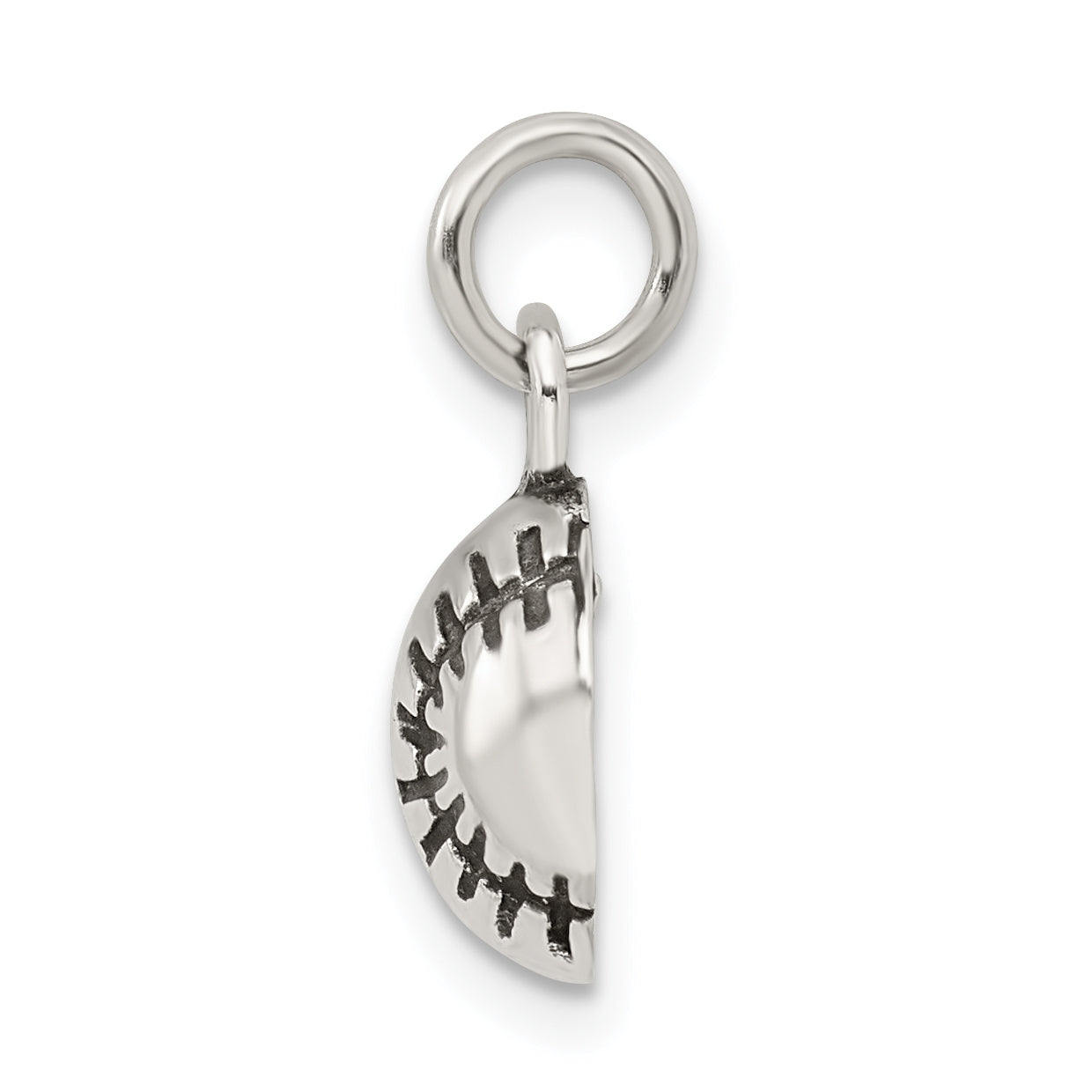Sterling Silver 925 Men's Baseball Charm with Polished Antique Finish Secondary image
