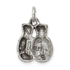 Sterling Silver Men's Antiqued Boxing Gloves Charm 925 Polished Finish