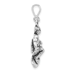 Sterling Silver Polished & Antiqued Surfing Charm
