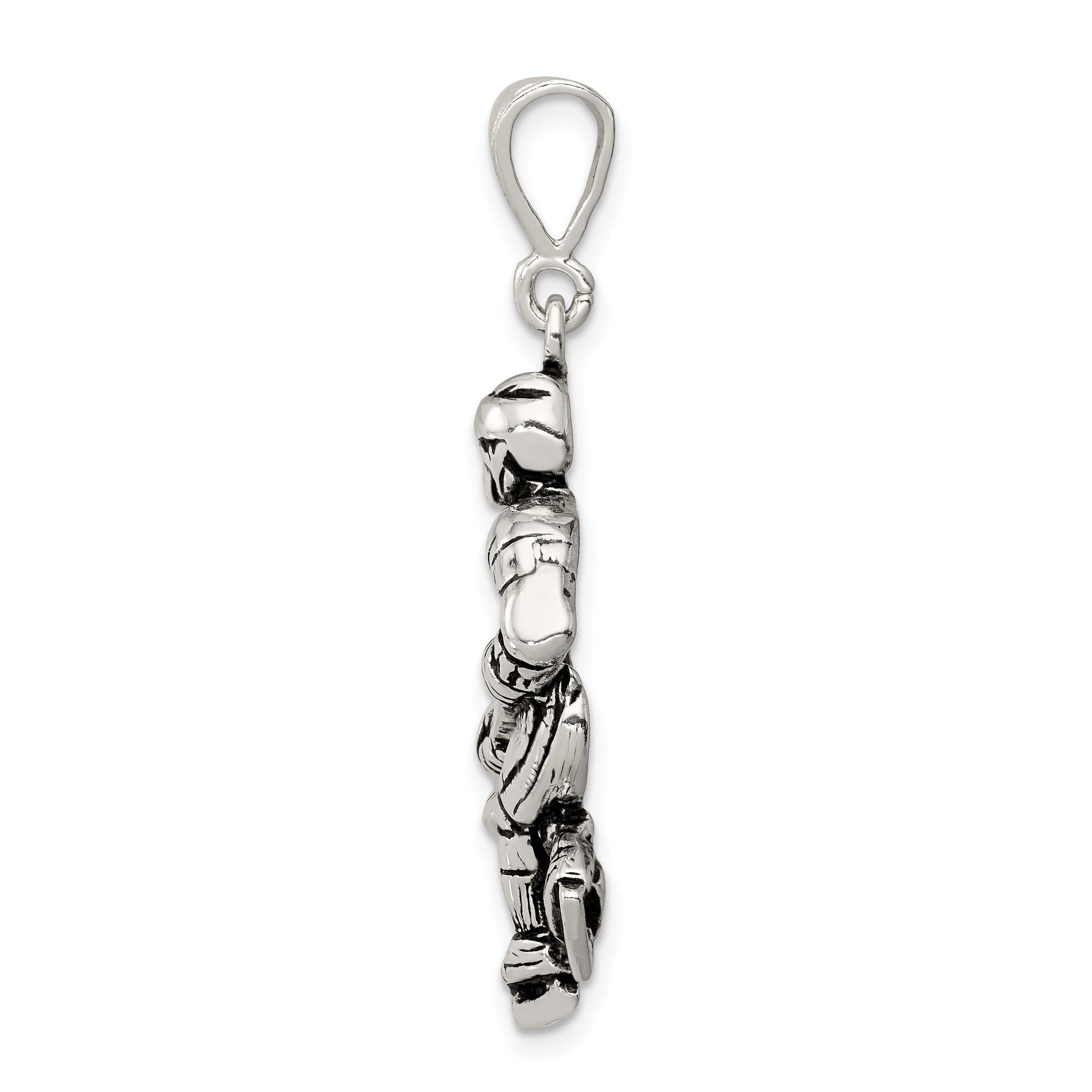 Sterling Silver 925 Men's Hockey Player Pendant with Antiqued Finish Secondary image